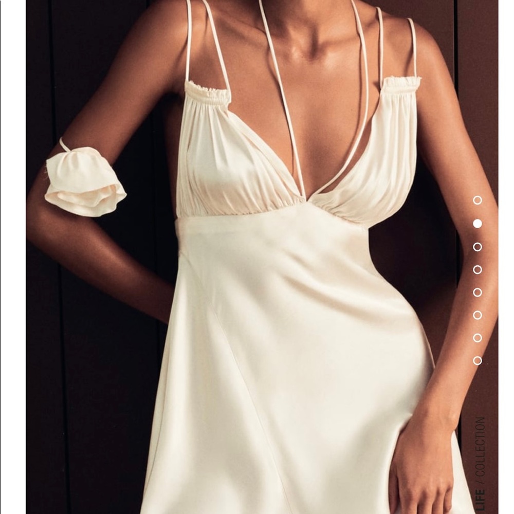 Zara ivory satin mini dress